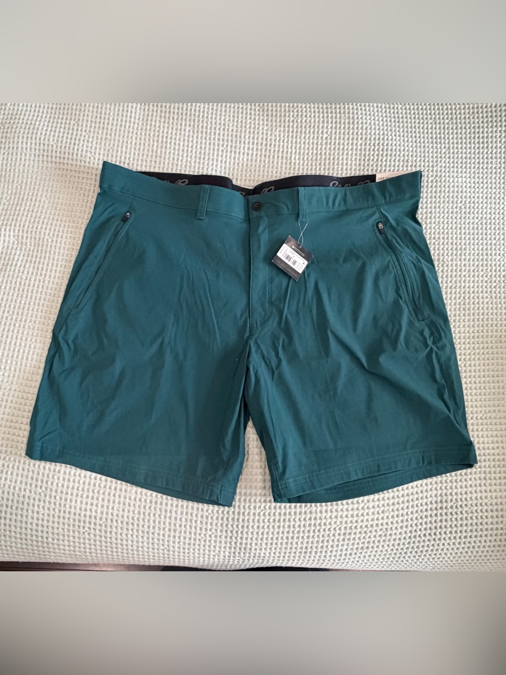 NWT Men’s Eddie Bauer Teal Athletic Shorts - Zip Pocket Performance